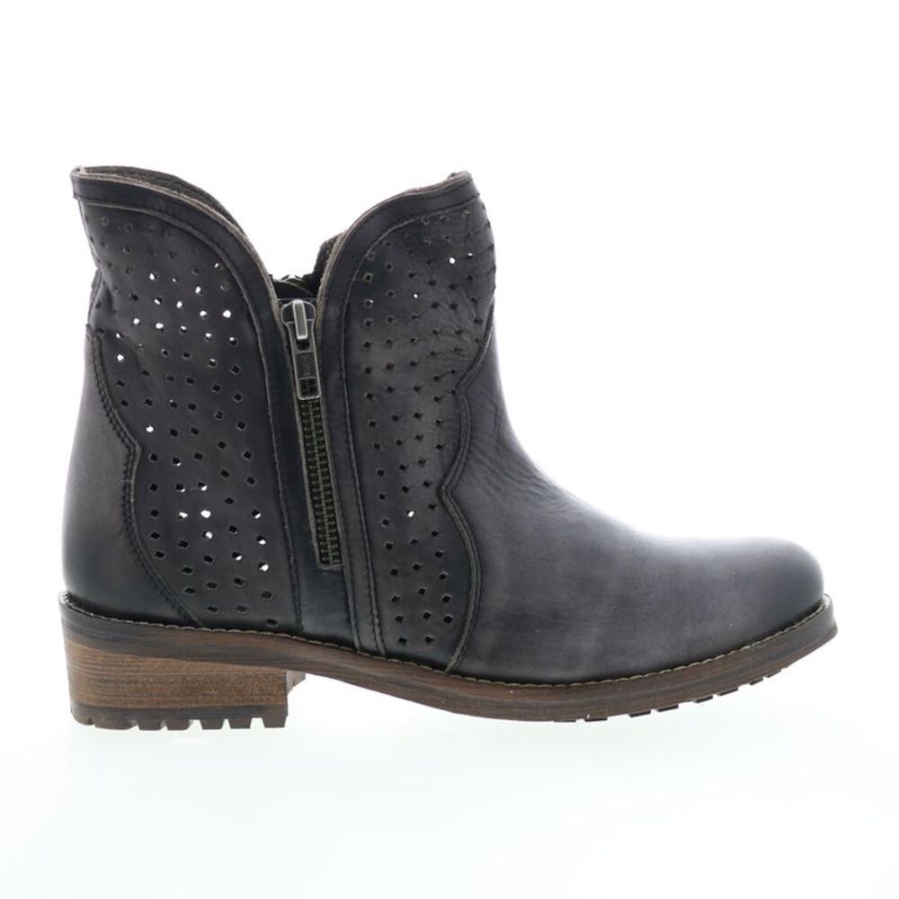 Elegant Perforated Black Ankle Booties